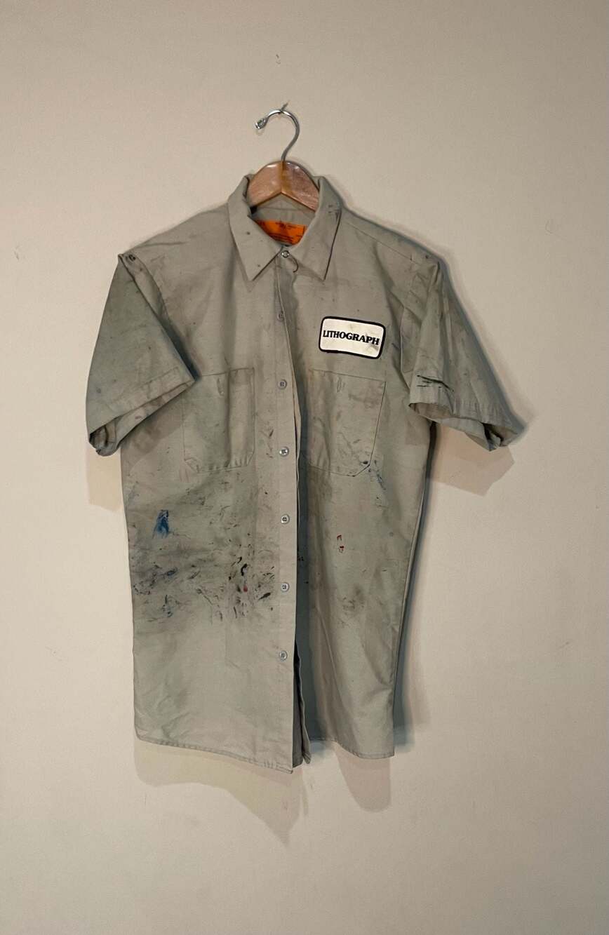 Vintage Made USA Work Paint Splatter Distressed Grunge Chore Shirt Y2K Utility